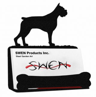 Swen Products Boxer Dog Black Metal Business Card Holder