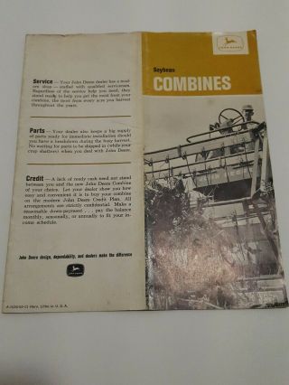 Vintage John Deere Soybean Combines Sales Brochure