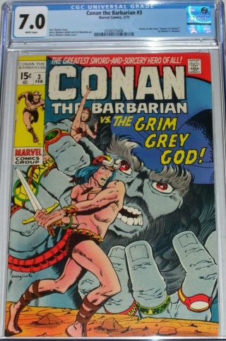 Conan The Barbarian 3 Cgc Graded 7.  0 From Feb 1971 Low Distribution Issue
