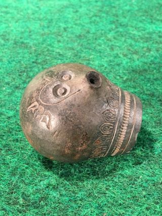 Very Rare Bat Face Jar Style Clay Damper Bowl - Incense Burner Opium War Era M