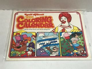 Vintage Ronald Mcdonald 1980 Coloring Calendar Book (a050)