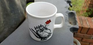1979 Kiln Craft England Kliban Cat Coffee Mug Cats With Red Rose