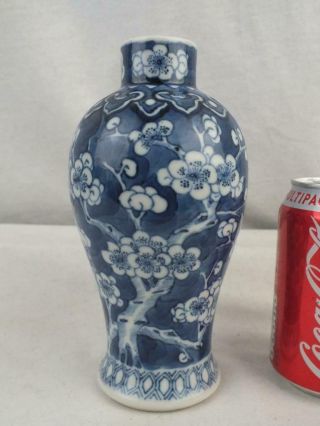 19th C Chinese Porcelain Blue & White Prunus Ruyi Border Vase