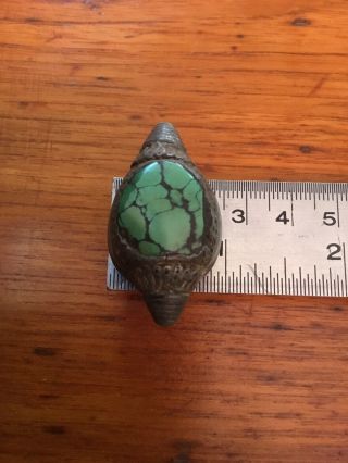 Antique Chinese Tibetan Silver & Turquoise Hair Bead Or Pendant