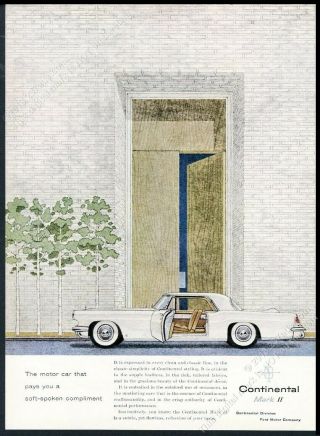 1956 Lincoln Continental Mark Ii White Car Modern House Art Vintage Print Ad