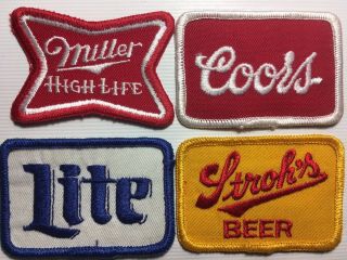 4 Nos Vintage Beer Patches Stroh’s Miller Lite High - Life Coors Shirt Hat Jacket