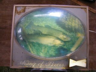 Vintage Budweiser Beer Light Sign 3d Backlit Trout Fishing 2 Fish Anheuser Busch