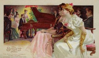 Trade Card - The Everett Piano,  John Church & Co. ,  Chicago,  Cincinnati,  York