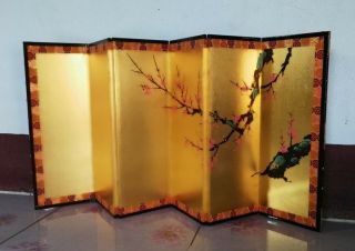 Vintage Japanese 6 panel folding screen BYOBU /SAKURA/ 2