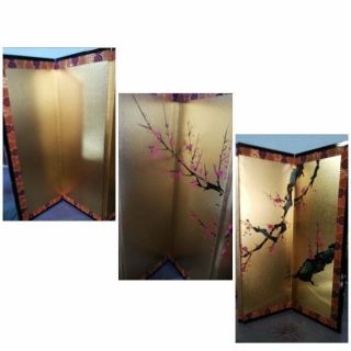 Vintage Japanese 6 panel folding screen BYOBU /SAKURA/ 4