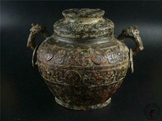 Very Large Fine Old Chinese Bronze Made Vase Pot Statue Collectibles w/ Cover 3