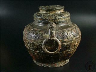Very Large Fine Old Chinese Bronze Made Vase Pot Statue Collectibles w/ Cover 4