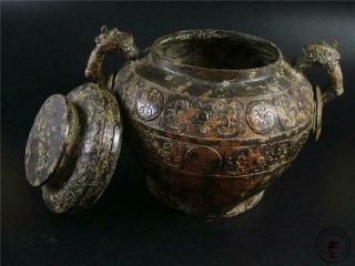 Very Large Fine Old Chinese Bronze Made Vase Pot Statue Collectibles w/ Cover 5