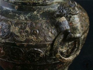 Very Large Fine Old Chinese Bronze Made Vase Pot Statue Collectibles w/ Cover 8