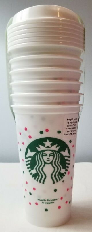 Starbucks Reusable To - Go Cup (16oz) With Green And Red Polka Dots,  6 - Pack