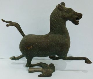 Chinese Bronze Flying Horse Of Gansu Racing Stallion Bird Statue Sculpture Rare
