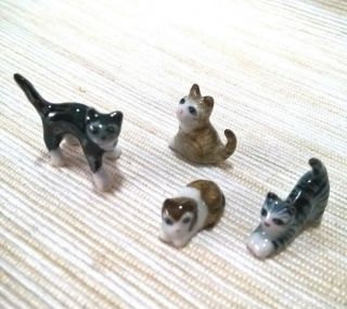 Set Cats Animals Dollhouse Miniatures Ceramic Collectibles Handmade Room Decor