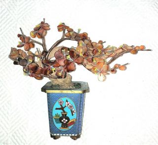 Vintage Chinese Jade Tree Cloisonne Planter