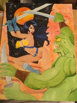 Thuvia,  Maid Of Mars Art By Barry Blair & Colin Chan 12x16