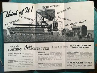 Vintage Bundting Aero Harvester Combine Advertiser Brochure,  Chicago 2