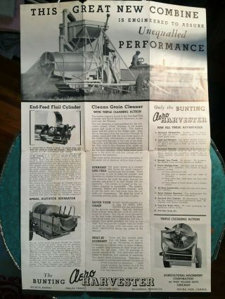Vintage Bundting Aero Harvester Combine Advertiser Brochure,  Chicago 3