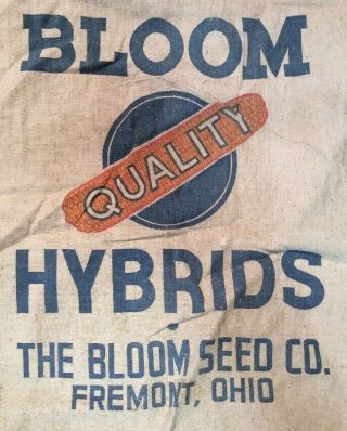 Bloom Seed Co.  Hybrid Corn Bag Fremont Ohio 1940s Invc111