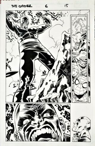 The Order 6 Page 15 Art Splash Avengers Ms Marvel Spider - Man The Thing