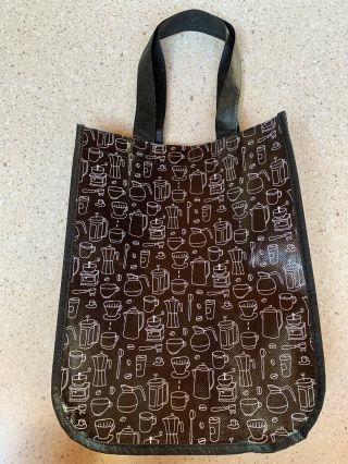 Starbucks 2017 Coffee French Press Reusable Tote Bag Black Shopper Lunch Bag
