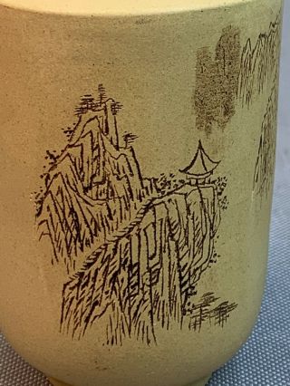 FINE Antique Chinese Yixing Zisha Cabinet Vase Calligraphy Landscape 6