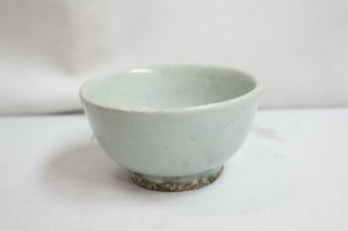 Korean Green Glaze Dirty Bottom Small Yi Dynasty Pottery Tea Bowl 68 2