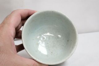 Korean Green Glaze Dirty Bottom Small Yi Dynasty Pottery Tea Bowl 68 5