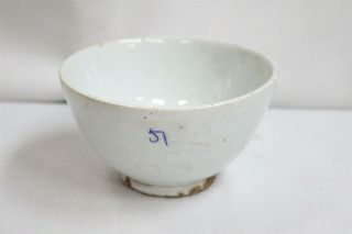 Old Korean White Glaze Dirty Rock Inside Bowl Yi Dynasty Pottery Tea Bowl 51