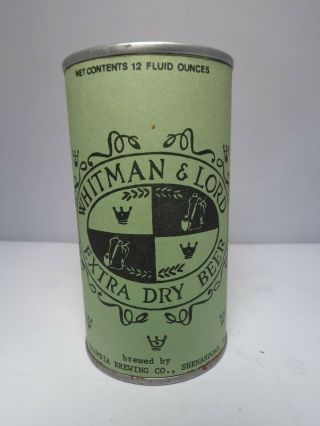 Whitman & Lord Extra Dry Paper Label Staight Steel Pull Tab Beer Can