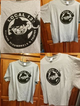 Vintage Rocky And Bullwinkle Boris Villians Thieves Local 13 Felt T - Shirt Large