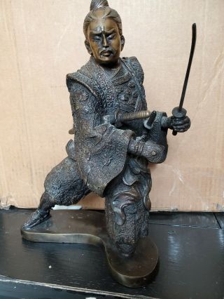 Japanese Bronze Figure Meiji Period Samurai Warrior Statue Antique Circa1900