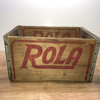 Vintage Rola Cola Wooden Crate Holds 24 16oz Bottles Erie Pa 1955