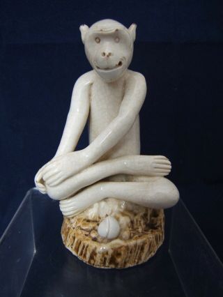 Chinese (soft Paste ?) Porcelain Figure Of A Monkey Probably Late Qing