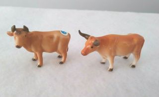 Bone China Bug House Miniature Cow Bull Figurines Set Of 2 Very Cute Japan