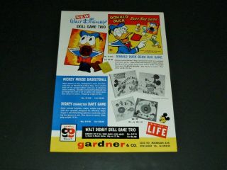 Vtg 1955 Gardner Toys Disney Donald Mickey Ding Dong School Print Ad