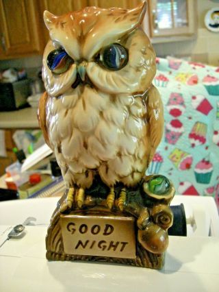 Vintage Ceramic Light Up Owl Lamp Night Light Lite 7 " Mid Century Modern