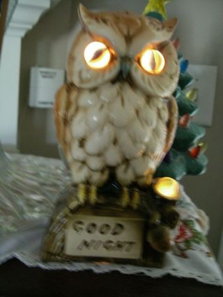 Vintage Ceramic Light Up OWL Lamp Night Light Lite 7 