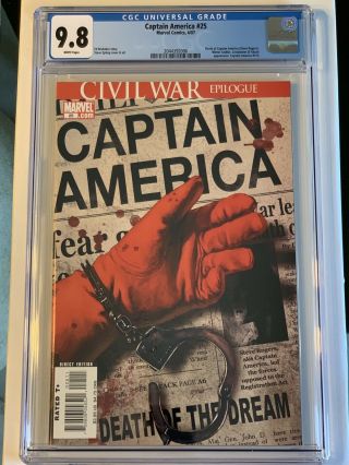 Captain America 25 Cgc 9.  8 (4/07) Marvel Comics With White Pages