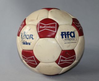 Vintage Umbro Thor Size 5 Hand Sewn Leather Soccer Ball Fifa Approved Budweiser