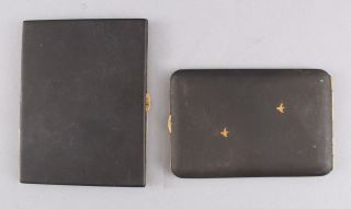 2 Antique Japanese Mixed Metals Inlaid Gold Silver Iron Cigarette Cases 8