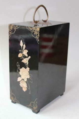 Chinese black lacquer inlaid Jewellery Chest Cabinet 5