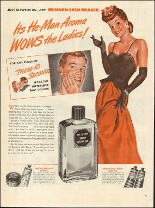 1940s Vintage Ad Mennen Skin Bracer After Shave,  Art Pinup Girl 081217