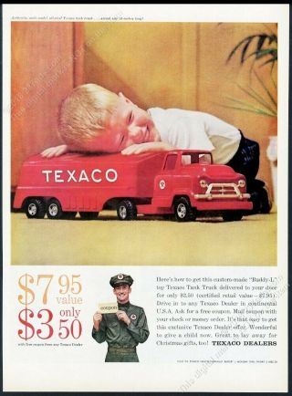 1959 Texaco Oil Gas Buddy - L Toy Tanker Truck Photo Vintage Print Ad
