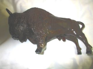 Large Porcelain Buffalo Bison Bull Figurine 8 1/2 " High X 14 " Long X 5 " Wide