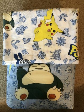 Vintage Pokemon Comforter Blanket 1998 Nintendo Pikachu Twin Size Flat Sheet 3