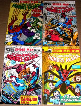 4 Spiderman 1980s Spanish Comics El Asombroso Hombre Arana Colombia